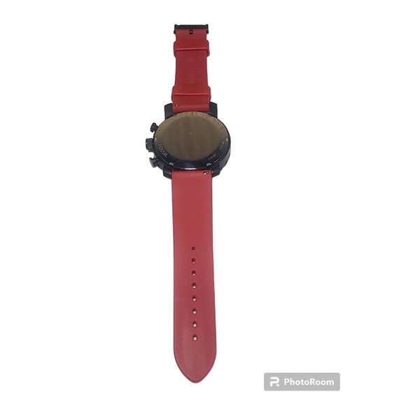 Fossil Nate JR1422 Chronograph Black Face White Accents and Red Band A7 - Picture 3 of 4